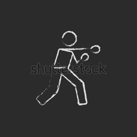 Boxing man icon drawn in chalk. Stock photo © RAStudio