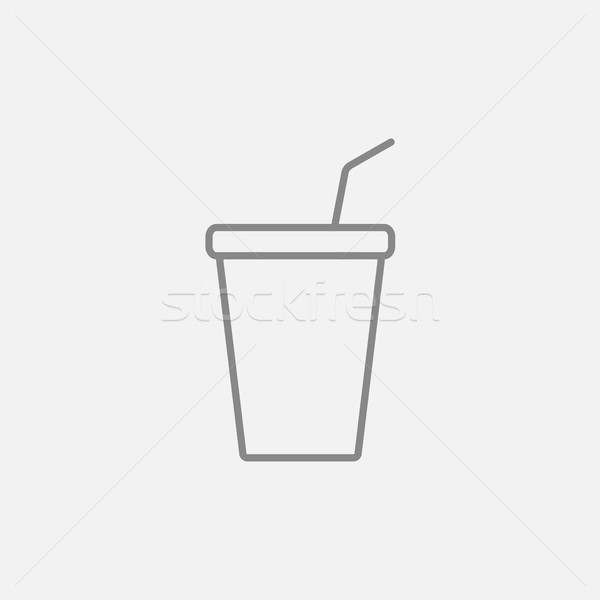 Eldobható csésze iszik szalmaszál vonal ikon Stock fotó © RAStudio
