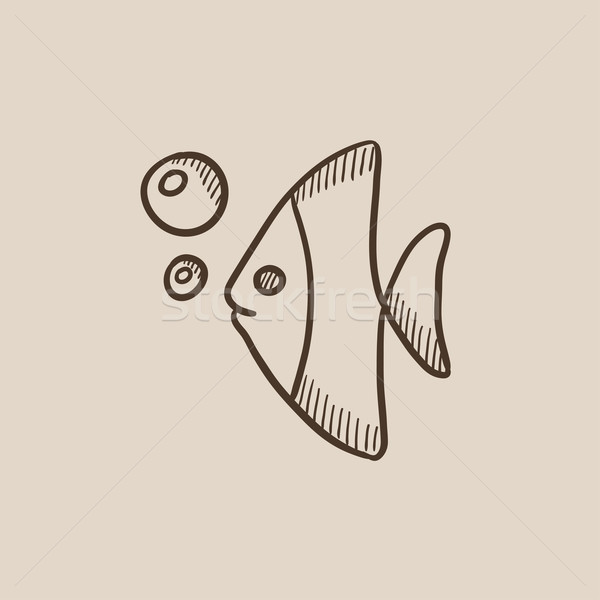 Fish under water sketch icon. Stock photo © RAStudio