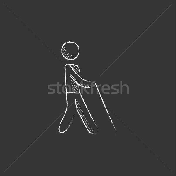 Blind man with stick. Drawn in chalk icon. Stock photo © RAStudio