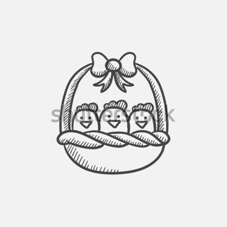 Basket completo Pasqua pulcini sketch icona Foto d'archivio © RAStudio