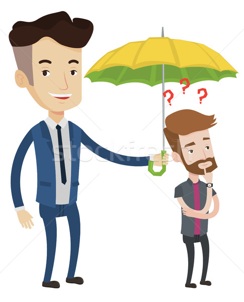 Businessman holding umbrella over young man. Stock photo © RAStudio