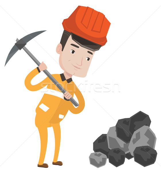 Miner working with pickaxe vector illustration. Stock photo © RAStudio