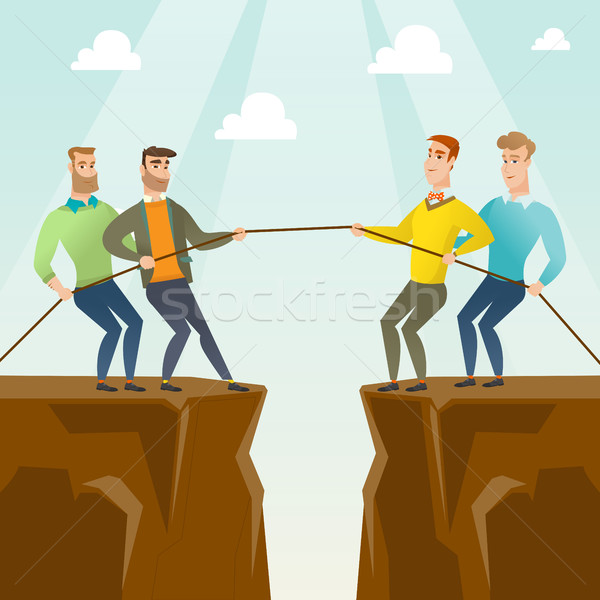 Two groups of business people pulling rope. Stock photo © RAStudio