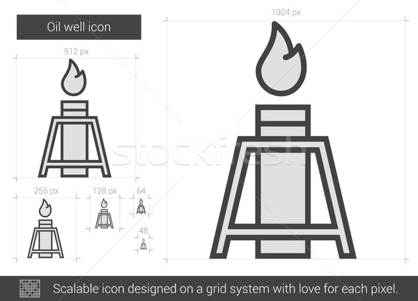 Stockfoto: Oliebron · lijn · icon · vector · geïsoleerd · witte