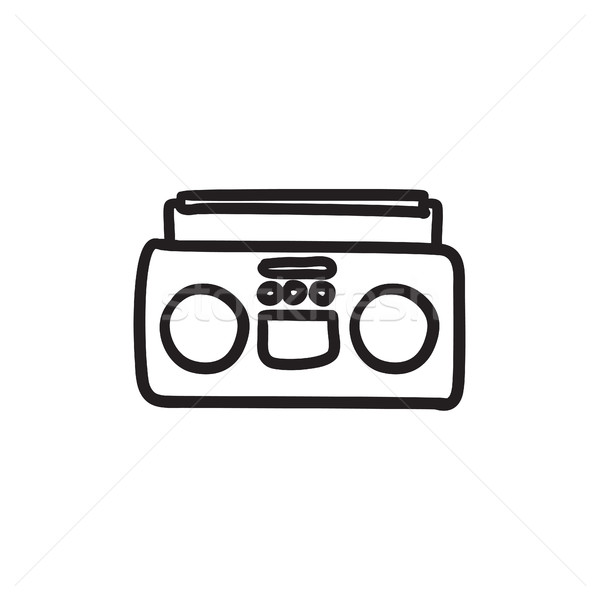 Stockfoto: Radio · cassette · speler · schets · icon · vector