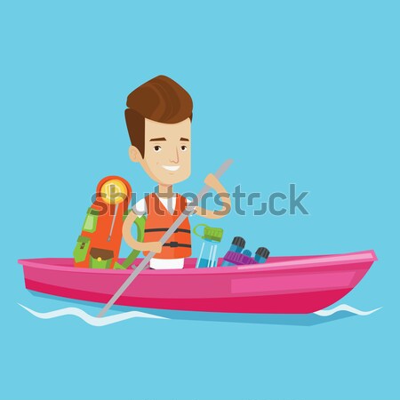 Woman riding in kayak vector illustration. Stock photo © RAStudio