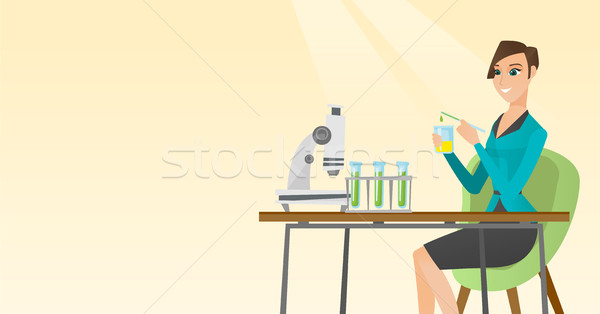 Stock photo: Student working at laboratory class.