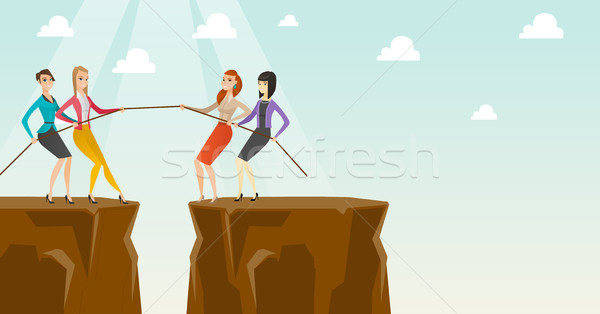 Two groups of business people pulling rope. Stock photo © RAStudio