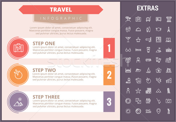 Utazás infografika sablon elemek ikonok idővonal Stock fotó © RAStudio