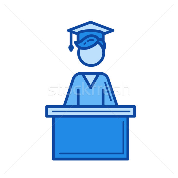 Foto stock: Escolas · graduação · linha · ícone · vetor · isolado