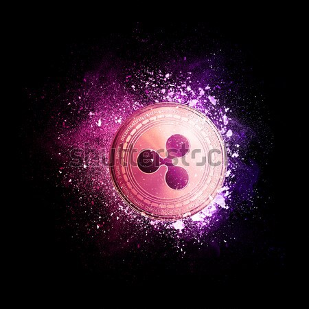 Billiard Ball flying in violet particles. Stock photo © RAStudio