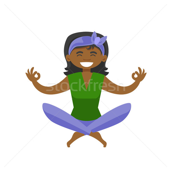 African-american woman meditating in lotus pose. Stock photo © RAStudio