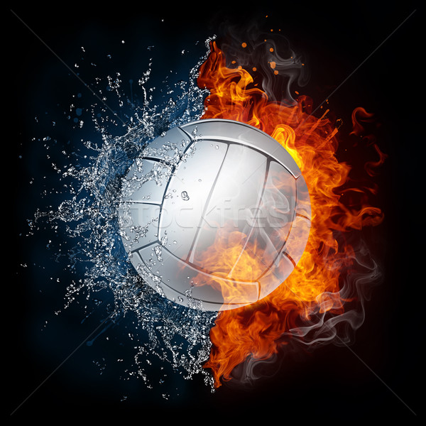 Voleibol bola fogo água isolado preto Foto stock © RAStudio