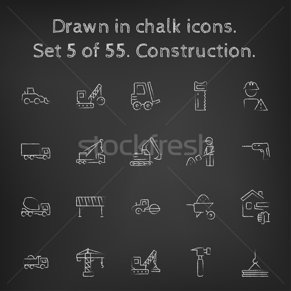 Construction icon set drawn in chalk. Stock photo © RAStudio