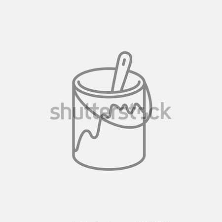 Paint brush in the paint tin line icon. Stock photo © RAStudio