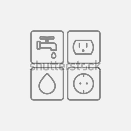 Utilities signs electricity and water line icon. Stock photo © RAStudio