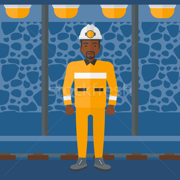 Stock photo: Confident miner in hardhat.