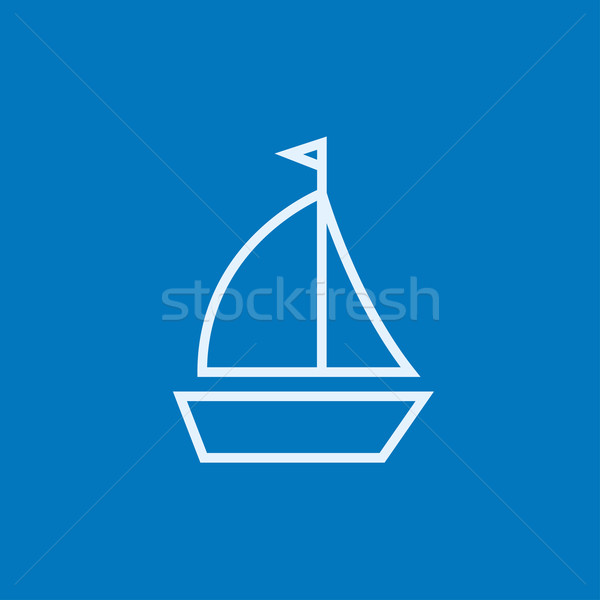 Zeilboot lijn icon hoeken web mobiele Stockfoto © RAStudio