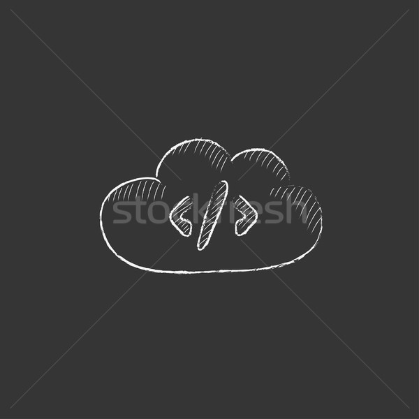 Transferring files cloud apps. Drawn in chalk icon. Stock photo © RAStudio