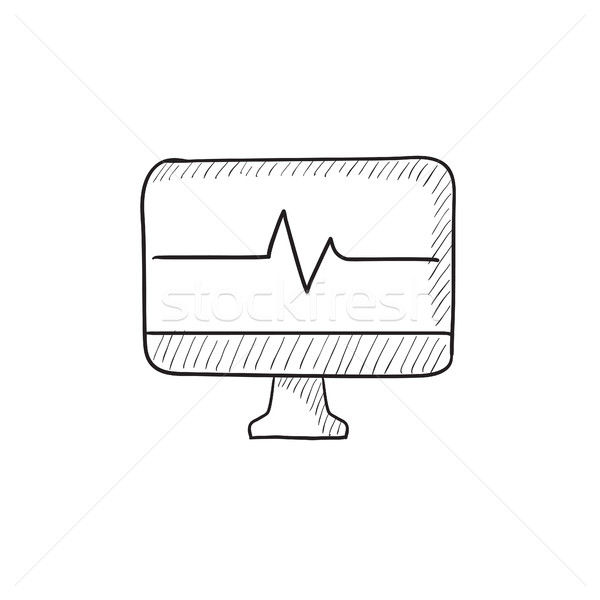 Hartslag monitor schets icon vector geïsoleerd Stockfoto © RAStudio