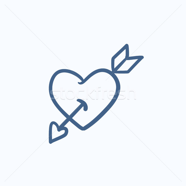 Heart pierced with arrow sketch icon. Stock photo © RAStudio