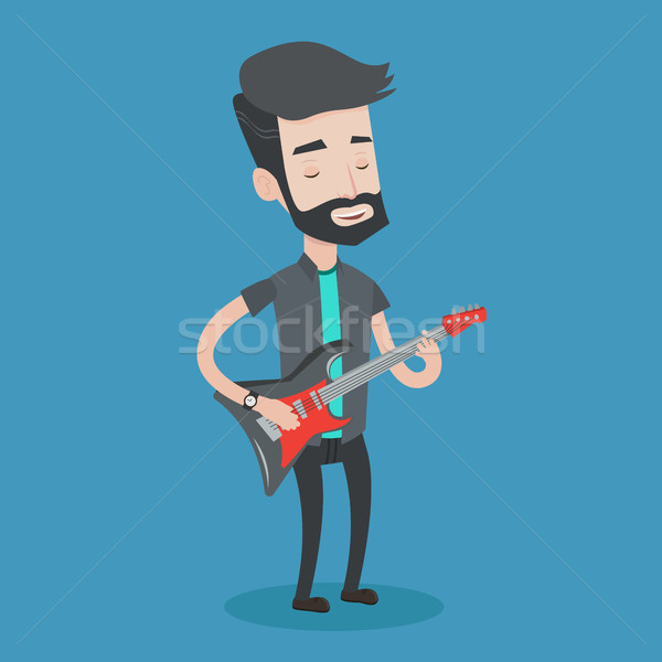 Stock photo: Man playing electric guitar vector illustration.