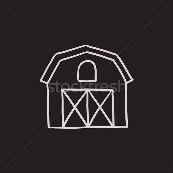 Stock photo: Farm buildings sketch icon.