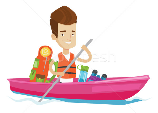 Kayaker riding in kayak vector illustration. Stock photo © RAStudio