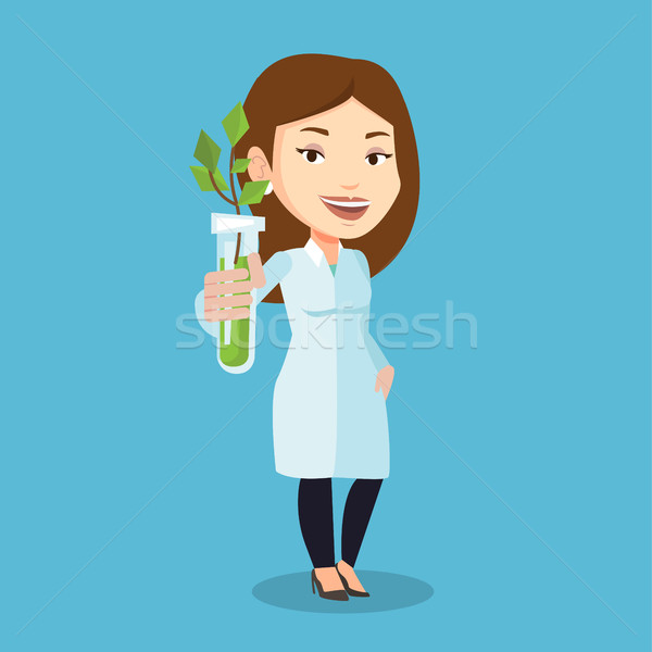 Scientist with test tube vector illustration. Stock photo © RAStudio