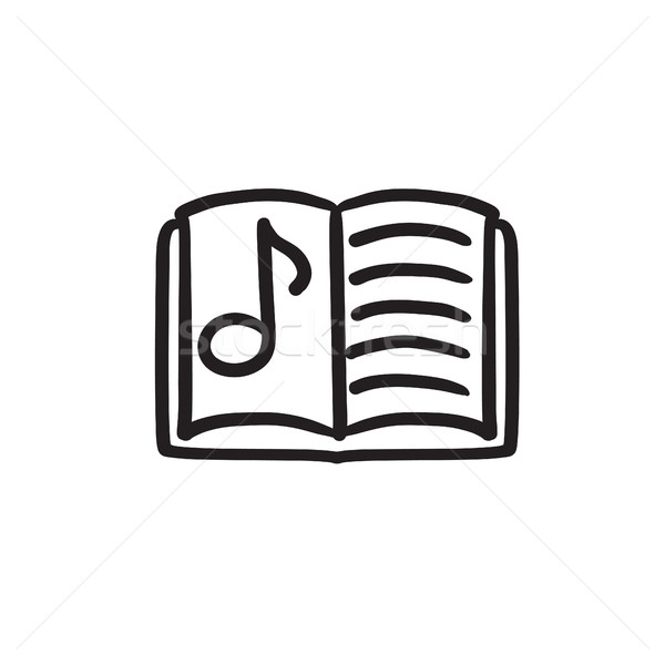 Muziek boek schets icon vector geïsoleerd Stockfoto © RAStudio