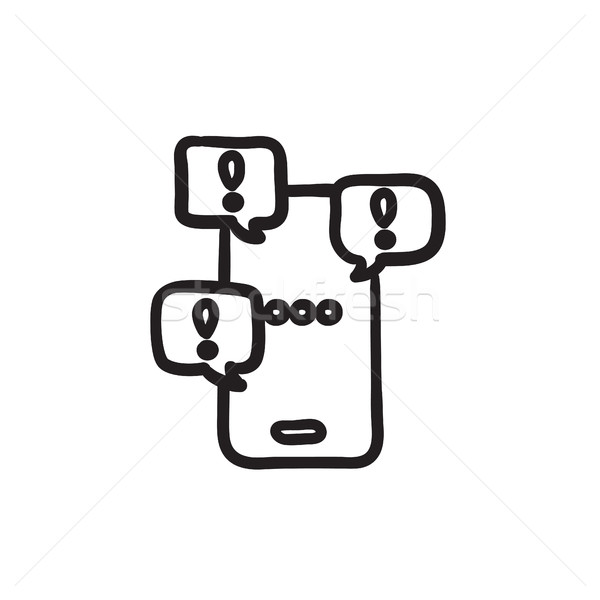 Touch screen phone with messages sketch icon. Stock photo © RAStudio