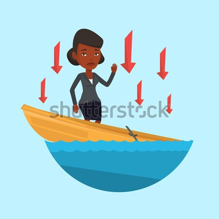Business man standing in sinking boat. Stock photo © RAStudio