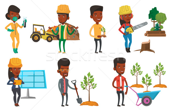 Vector set of characters on ecology issues. Stock photo © RAStudio