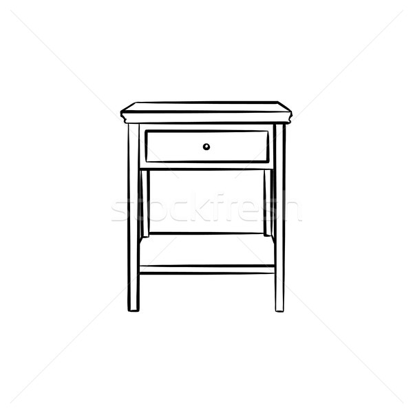 Desktop with shelves hand drawn sketch icon. Stock photo © RAStudio