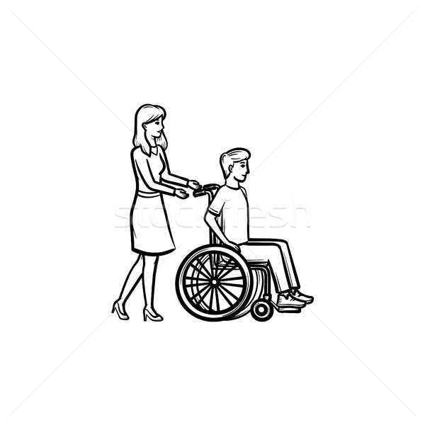 Disable person in wheelchair hand drawn outline doodle icon. Stock photo © RAStudio
