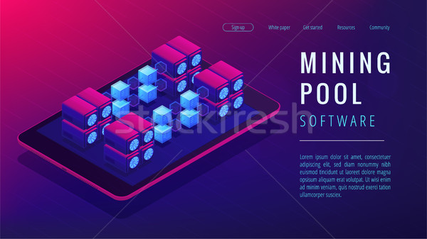 Isometric mining pool landing page concept. Stock photo © RAStudio