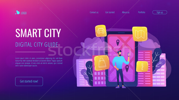 Smart city and digital city guide landing page. Stock photo © RAStudio