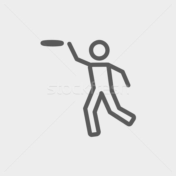 Man catching a flying disc thin line icon Stock photo © RAStudio