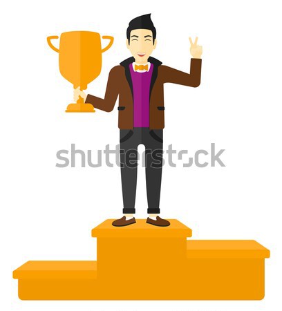 Cheerful man on pedestal. Stock photo © RAStudio
