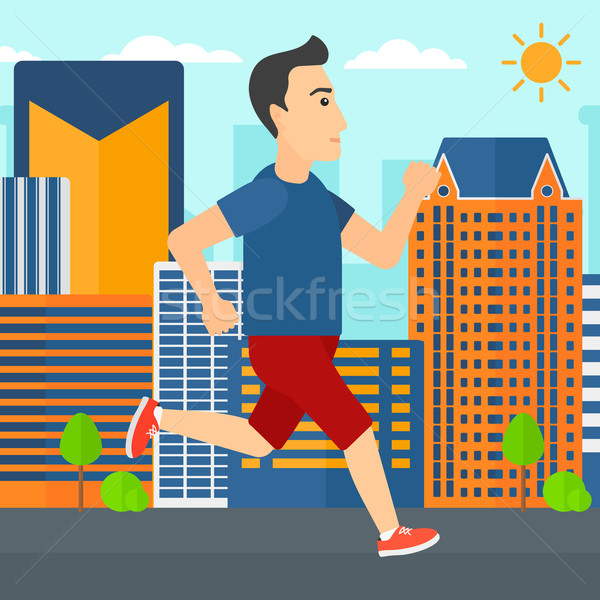 Stock photo: Sportive man jogging.