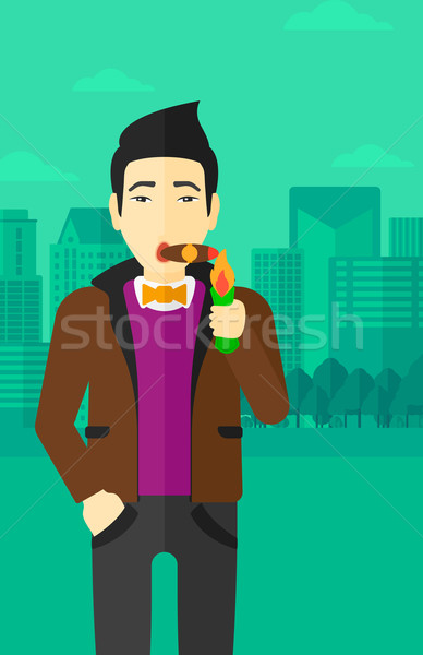 Man smoking cigar. Stock photo © RAStudio