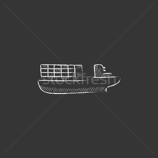 Vracht containerschip krijt icon Stockfoto © RAStudio