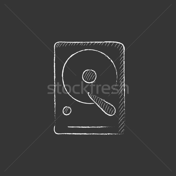 Hard disk. Drawn in chalk icon. Stock photo © RAStudio