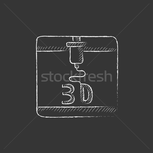 Tree D printing. Drawn in chalk icon. Stock photo © RAStudio