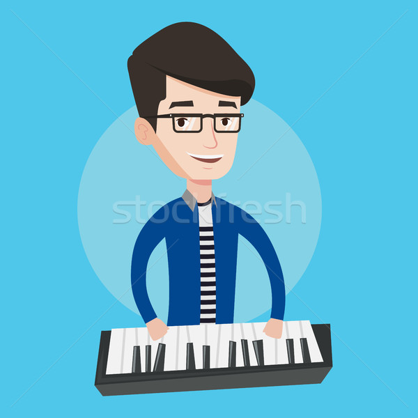 Man playing piano vector illustration. Stock photo © RAStudio