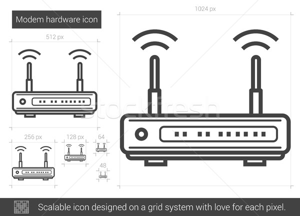 Modem hardver vonal ikon vektor izolált Stock fotó © RAStudio