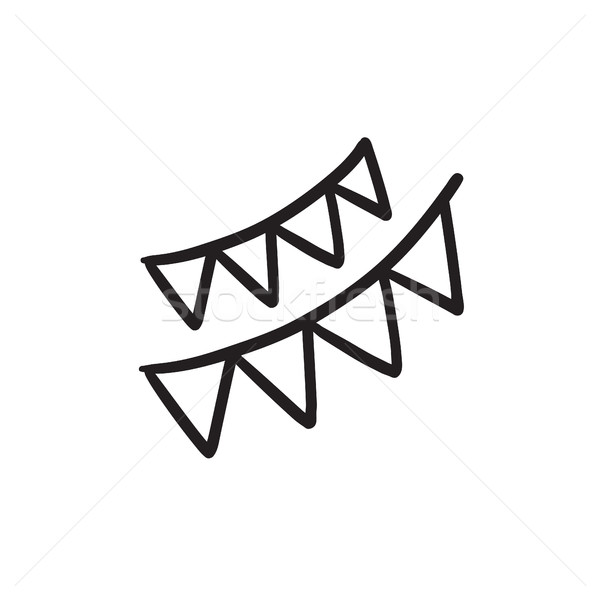 Christmas triangular flags sketch icon. Stock photo © RAStudio
