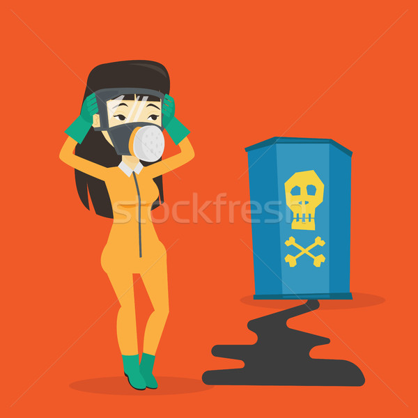 Concerned woman in radiation protective suit. Stock photo © RAStudio