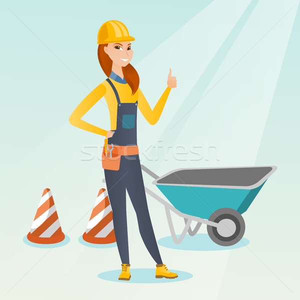 Builder giving thumb up vector illustration. Stock photo © RAStudio